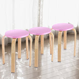 Dioche Tabouret rond empilable, chaise empilable en bois, tabouret de salle de bain et cuisine, tabourets de bar pour salon, chambre à coucher, en bois courbé 40 x 30 x 45,5 cm (Rose)