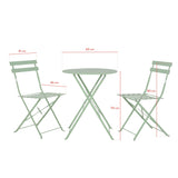Avril Paris Table et chaises Pliantes bistrot Balcon terrasse- 2 Places - Vert - Flore.