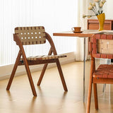 GAOBINGB Chaises de Salle à Manger Pliantes rétro, Chaise Pliable en Bois avec Dossier en Cuir tressé, Chaise sans accoudoirs en Cuir tressé à la Main, chaises d'appoint de Cuisine pour invités, Pet