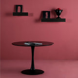 AltoBuy CANTIQUE - Table Ronde 110cm Pied et Plateau Noirs