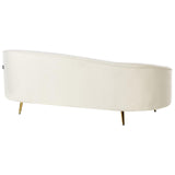 Beliani Canapé 3 Places Glamour en Velours Pieds en Métal Doré Beige Savar