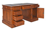 Palazzo Mar033 Bureau de chef de style colonial en acajou massif style ancien avec cuir synthétique 140 cm