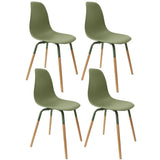 Toilinux.com Lot de 4 Chaises scandinave Phenix en polypropylène et métal - Vert