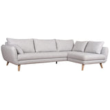Miliboo Canapé d'angle Droit scandinave 5 Places en Tissu Gris Clair chiné et Bois Clair Creep