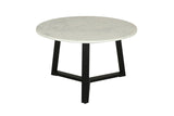 byLIVING Table Basse Cross/Plateau de Table en marbre Blanc/Structure en métal Noir/Table Basse/Table de Salon/Table Ronde/diamètre 75 x Hauteur 46 cm