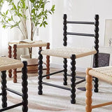 NMVAWIPT Chaise De Salle À Manger d'art Moderne, Assise Tressée en Corde, Bois Massif, Idéale for Le Salon, La Cuisine, Chambre, Balcon Ou Bureau(Black,Set of 1)