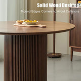 Table de salle à manger ronde en bois de pin avec socle en bois – Parfaite pour la cuisine, la salle à manger ou le restaurant – Design élégant et simple en bois massif – Idéal pour les pauses café de