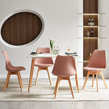 EGGREE Lot de 4 Chaise Salle à Manger Scandinaves SGS Tested Chaise Rembourrée de Cuisine Rétro Chaise de Bureau avec Pieds en Bois de Hêtre Massif, Rose Fumé