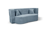 MyFoam Canapé en mousse, 3 places, 200 cm, avec fonction sommeil, déhoussable, moderne et confortable, bleu clair