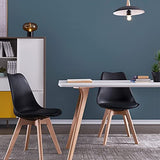 TEENO Chaises de Salle à Manger Scandinaves, Chaise de Bureau et de Salon,Chaises Rétro Bois de hêtre Massif,pour Chambre, Salon, Cuisine et Salle à Manger Noir(Black, Lot de 4)…