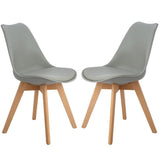 H.J WeDoo Lot de 2 chaises scandinaves, pied en bois de hêtre et assise rembourrée, style nordique - gris