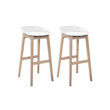 MOB-IN Tabourets d'ilot 65cm Riva Pieds chêne Assise Plastique Blanc - Lot de 2