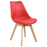 Happy Garden Lot de 4 chaises de Salle à Manger Style scandinaves Nora Rouges avec Coussin, chaises de Cuisine, chaises rembourrées, Pieds en Bois de hêtre Massif