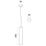 L+ Lustre de Cuisine Moderne, Spot de Plafond LED, Métal, Forme Cylindre, GU10, Plafond, H60cm, Diamètre 6cm (Gris, H60 cm)