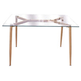 C L'AFFAIRE Table Repas Rectangulaire 115cm Plateau en Verre Pieds Métal Effet Bois