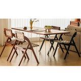 GAOBINGB Chaises de Salle à Manger Pliantes rétro, Chaise Pliable en Bois avec Dossier en Cuir tressé, Chaise sans accoudoirs en Cuir tressé à la Main, chaises d'appoint de Cuisine pour invités, Pet