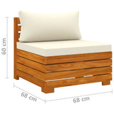vidaXL Bois d'Acacia Massif Canapé de Jardin 4 Places avec Coussins Meuble de Terrasse Canapé d'Extérieur Sofa de Terrasse Canapé de Patio