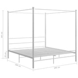 prissent Lit à baldaquin blanc en métal 200 x 200 cm structure de lit en métal lit double lits doubles modernes structure de lit à baldaquin (matelas non inclus)