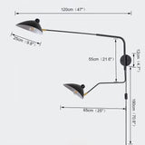 DESHOME Applique Murale avec Bras Articulé de Prise Noir 120cm Lampe Murale Industrielle Vintage Intérieur Longue Lumière Murale avec Câble et Interrupteur, pour Salon/Chevet/Bureau/Chambre d'Enfant