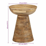 vidaXL Table d'appoint Ø37x45 cm Bois de manguier Massif, Bout de canapé, Table d'appoint de canapé, Table de Lampe, Table d'accent, Table Basse