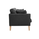 Miliboo Canapé scandinave déhoussable 3 Places en Tissu Gris foncé et Bois Clair Oslo