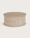 UNIQKA - L'Orient - Table Basse Ronde en Bois Massif sculptée - Couleur Marron - Longueur 90 cm - Largeur 90 cm - Hauteur 40 cm - Bois Authentique, Durable et de Haute qualité