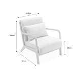 Alice's Home - Fauteuil Design en Bois et Tissu. 1 Place Droit Fixe. Pieds Compas scandinave. Assise Confortable. Structure en Bois Solide. Bleu