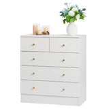 LEADZM Commode Blanche à 5 tiroirs, Meuble Rangement, Commode Chambre, Armoire à tiroirs 66 x 33 x 76cm