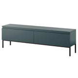 Selsey Meuble TV Armoire De Télévision 2 Portes 150 cm sur Pieds Noir Salle De Séjour Chambre À Coucher Vert Foncé Bemmi