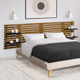 IDMarket - Tête de lit en Lattes AVA 240 CM Bois Vieilli et étagères Noires