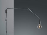 Applique murale orientable avec prise et interrupteur, noir saillie max. 150 cm