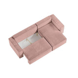 Paris Prix - Canapé d'angle Convertible & Pouf Mollie 269cm Vieux Rose