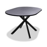 FRANKYSTAR Marui Big - Table à manger ovale en bois et métal avec pied central Kiso 180x100 cm - bois noir