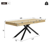 EURHCIO Table à Manger Extensible 140-180x80x76cm,Table Salle à Manger Rectangulaire pour 6 à 8 Personnes,Pieds en Métal,pour Cuisine Salon (Brun)