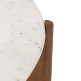 Atmosphera Créateur d'Intérieur - Table Basse Marbre et Manguier Nanda Blanc - Plateau Rond Finition Polissage - Robuste - Salon, Chambre, Bureau