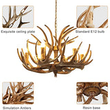 LFONDIGE Lustre en Bois de cerf à 6 lumières, Petit Lustre Rustique en résine, Suspension Vintage en Bois de cerf pour Chambre, bébé ou Balcon (Lustre en Bois de cerf Marron à 6 lumières