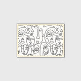Tapis Style Moderne Tapis Poils Ras Visage Humain de Lineart Abstrait Blanc Noir pour la Chambre, Salle de Jeux 80*120