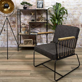 HOME DECO FACTORY - HD7163 Fauteuil Contemporain - Conçu pour Confort et Élégance - Assise Confortable - Pieds en Fer - Dimensions 63x79x73 cm - Hauteur d'Assise 43 cm - Couleur Marron