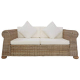 vidaXL Canapé à 2 Places avec Coussins Sofa de Salle de Séjour Meuble de Salon Maison Intérieur Canapé de Bureau Chambre Rotin Naturel