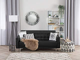 Canapé Convertible 3 Places en Cuir PU Noir Elégant Capitonnage Décoratif Aberdeen