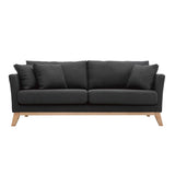 Miliboo Canapé scandinave déhoussable 3 Places en Tissu Gris foncé et Bois Clair Oslo