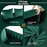 RELAX4LIFE Canapé 2 Places, Canapé Causeuse en Velours Doux avec 2 Oreillers Confortable | Pieds Métalliques Robustes| Patins Ajustable, Fauteuil de Salon 109 x 61 x 65CM, Vert foncé