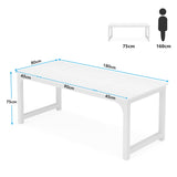Tribesigns Table de salle à manger industrielle rectangulaire 180 x 80 cm, pour 6 à 8 personnes, en bois et métal, avec pieds en métal