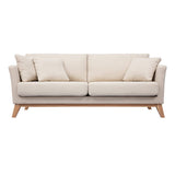 Miliboo Canapé scandinave déhoussable 3 Places en Tissu Beige et Bois Clair Oslo