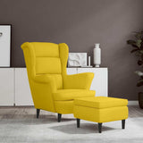 vidaXL Fauteuil à Oreilles avec Tabouret Chaise de Relaxation Siège de Salon Meuble de Salle de Séjour Maison Intérieur Jaune Moutarde Velours