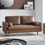 Julian Bowen Henley Canapé 3 Places en Similicuir Marron, Bois, 3 Seater