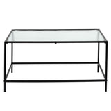 HOME DECO FACTORY HD7193 Table Basse Rosa Texture Repas Meuble Salon Salle à Manger, Métal, Noir-Verre, 80x40x40 cm