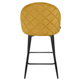 Meubletmoi Lot de 2 Chaises de Bar en Velours Jaune avec Capitonnage et Pieds en Métal Noir - Design Contemporain - FARA 2