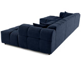 Lisa Design - Ray - canapé panoramique en U 7 Places en Tissu texturé, Bleu