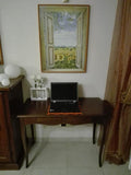 Mar.c.a. Design, Console Meuble, Bureau avec Rangement en Bois, Noyer Foncé - Meuble Secrétaire Bureau Classique - Bureau Informatique avec Tiroirs et Plateau Coulissant 110x56x80H, Meuble Salon
